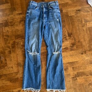 Mother - Women’s Distressed Blue Flare Jeans - Classic Denim